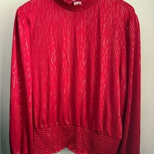 Suzy Shier Red Blouse with Long Sleeves